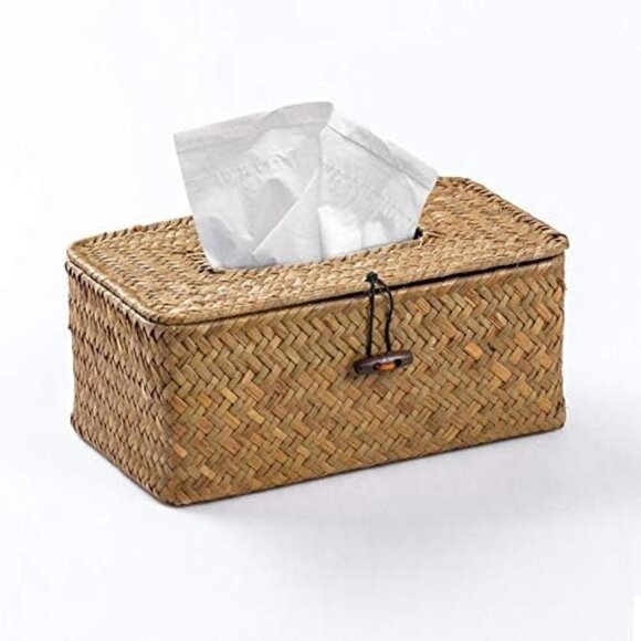 Other - Seagrass Tissue Box Cover Rectangular Woven Napkin Holder Decorative for Bathroo